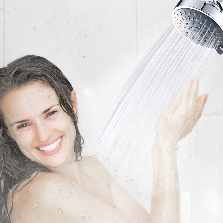 4.1 Inch High Flow Rain Fall Shower Head with 5 Settings Adjustable Brass Ball Joint