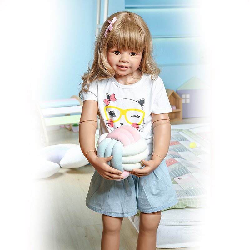 NPK 98CM Original Masterpiece Doll Toddler Baby Girl 3-4years Old Real Baby Dress Model Body Ball Jointed Doll Toys