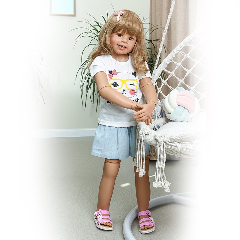 NPK 98CM Original Masterpiece Doll Toddler Baby Girl 3-4years Old Real Baby Dress Model Body Ball Jointed Doll Toys