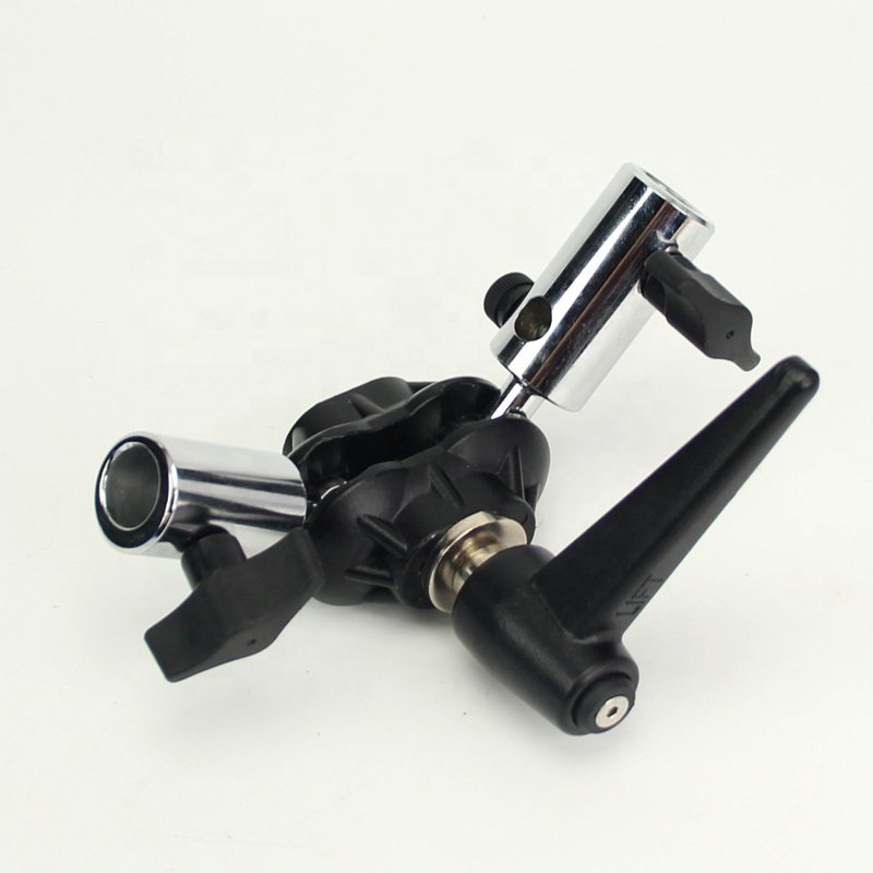 Photography Double Ball Joint Head with 5/8" Receiver and 11/8" Male Stud for Connecting with Stand and Other Accessories