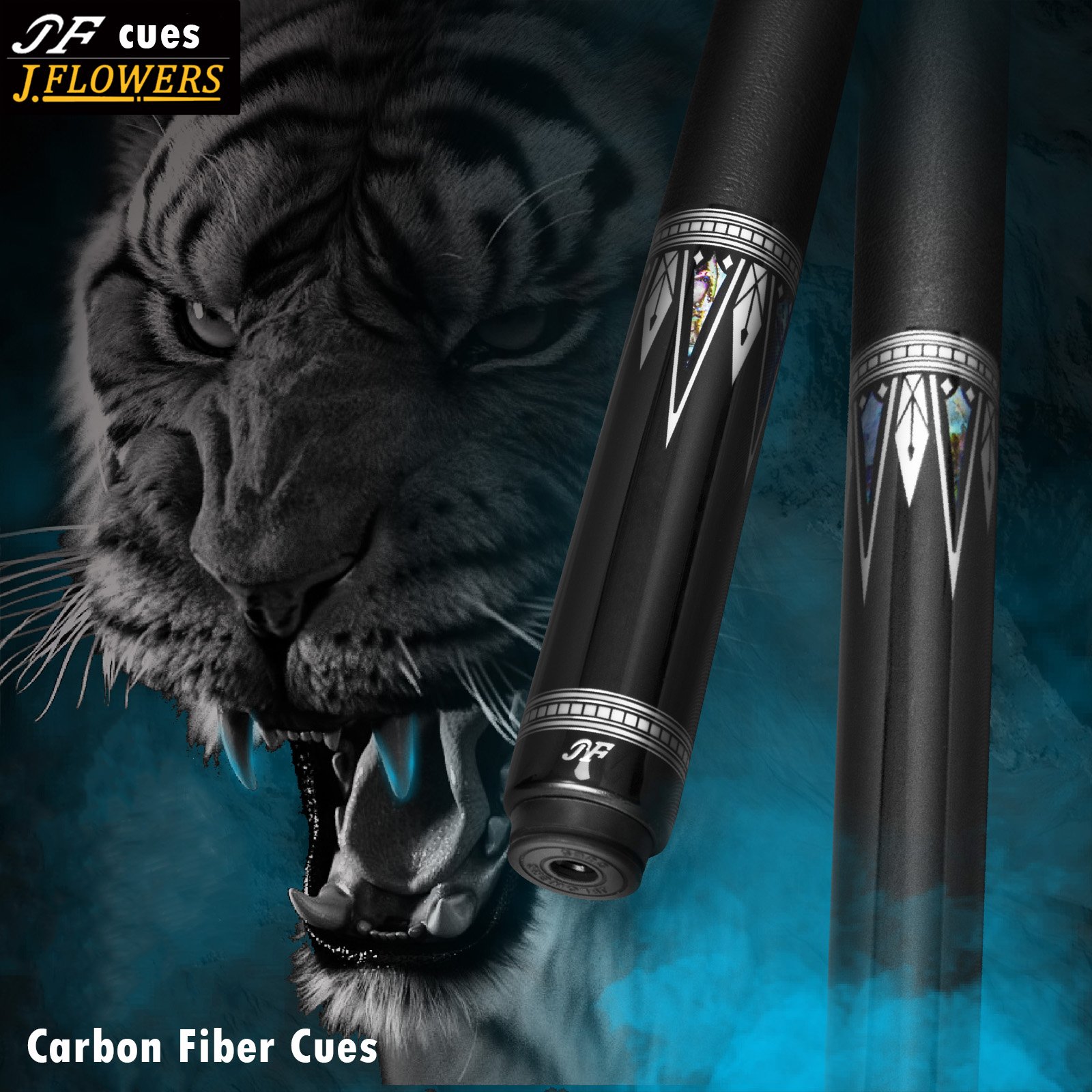 JFLOWERS Billiard JF10-22 Professional Tiger Tooth Pool Cue Crazy Billiard Cue Carbon Fiber Shaft Tecnologia Cue Stick
