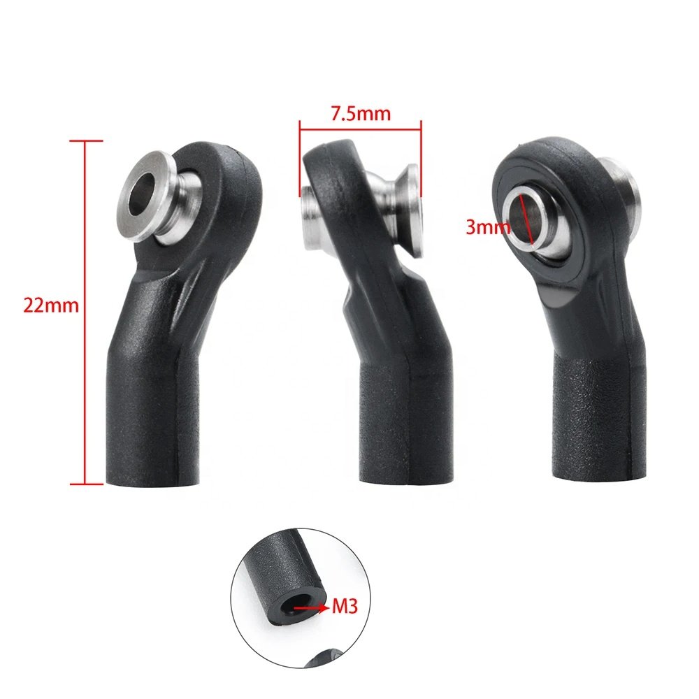 10PCS Plastic Steering Link Rod Ball Head M3 Joint End for Axial SCX10 Wraith 1/10 RC Car Parts