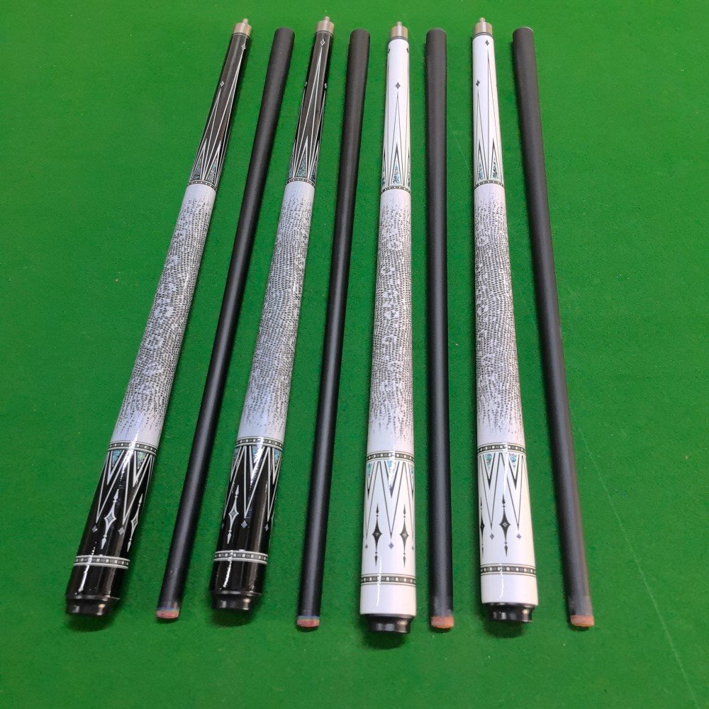 American Nine-Ball Pool Cue Chinese Black Eight Head 1/2 Black Carbon Technology Carbon Fiber Maple Butt Stock for Wholesale