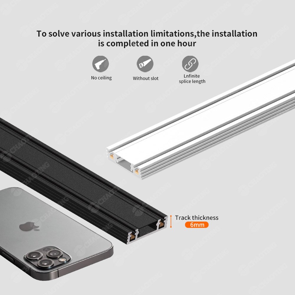 North American ETL 2 Wires Linear Track Light Ceil Recessed Surface 1M 2M 3M Ultra Thin 24V 48V Magnetic Track Rail Light System