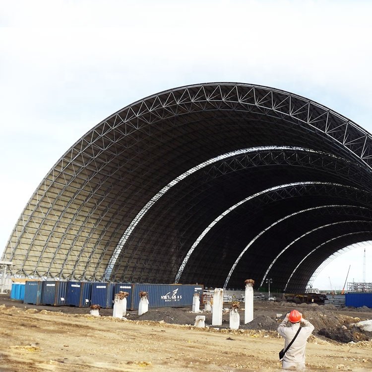 Large Span Dry Coal Shed Space Frame Steel Structural Arched Building