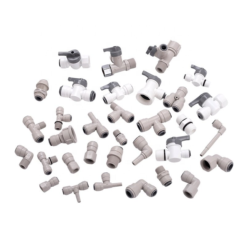High Temperature Resistance PE PU Ball Valve Plastic Fittings Quick Joint Water Purifier Connector in Sizes 1/4\" 3/8\" 1/2\"