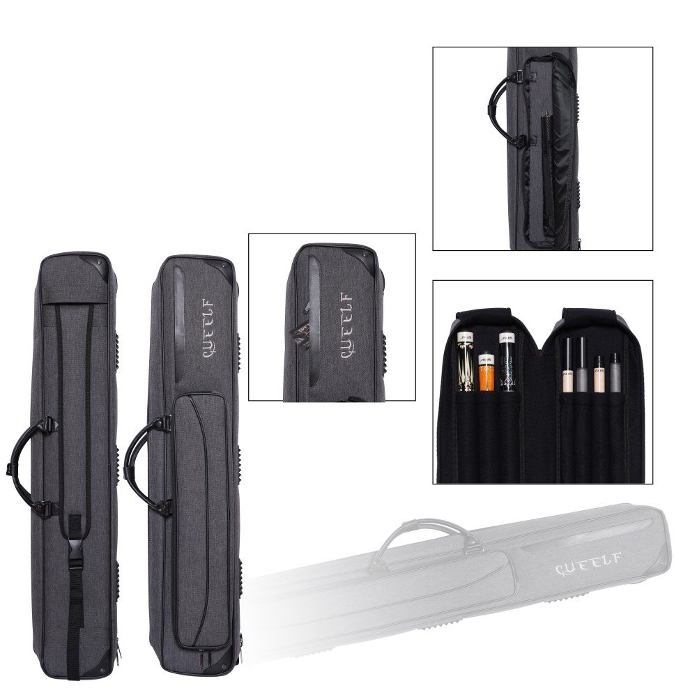 Xmlinco Pool Cue Case Billiard Stick Carrying Case Holds 3B4S Soft Billiard Cue Sling Bag Shoulder Strap Handle