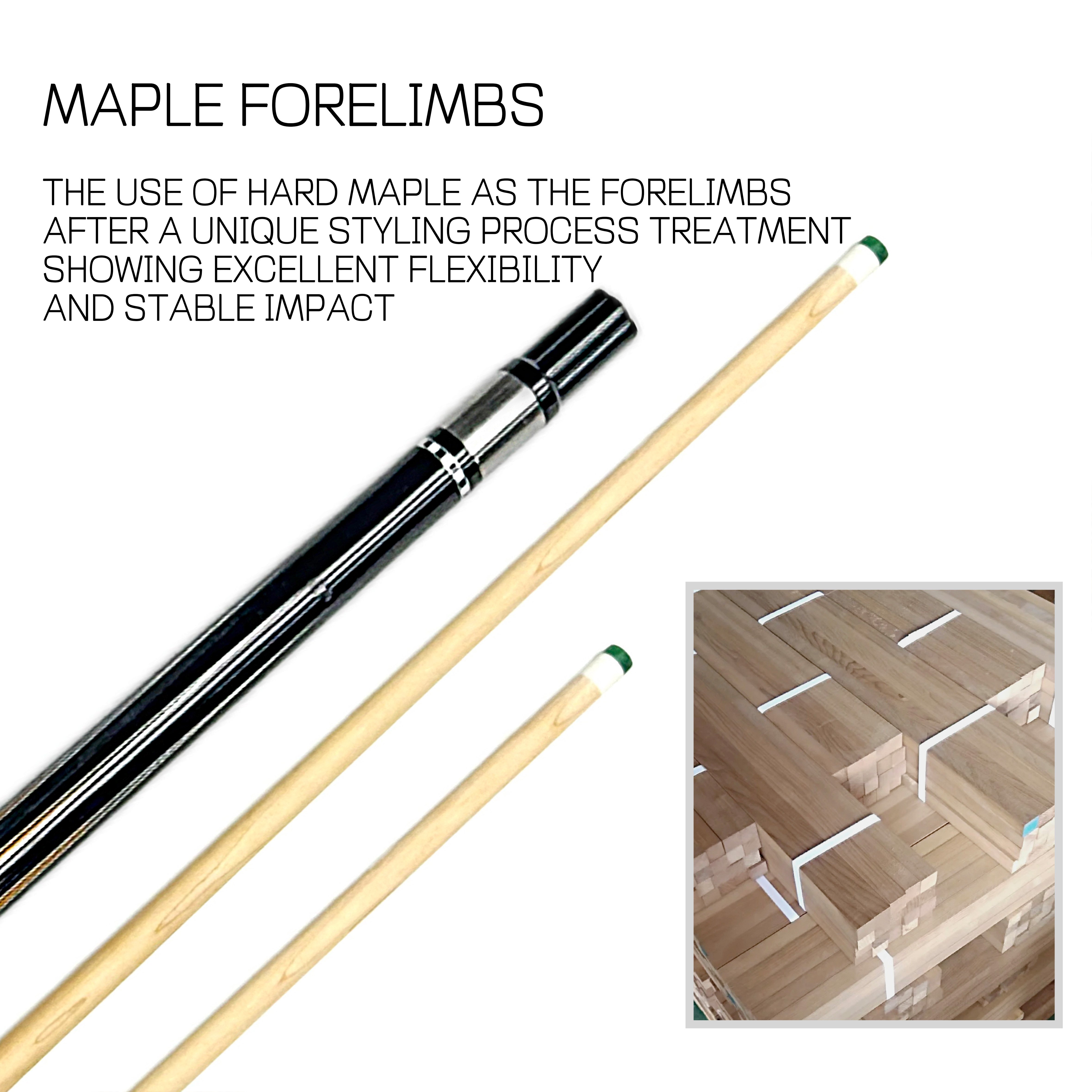Wholesale 12.5mm Standard Pool Cue 1/2 Nine Ball 147cm Maple with Ebony Butt Sleeve and Stainless Steel Joint