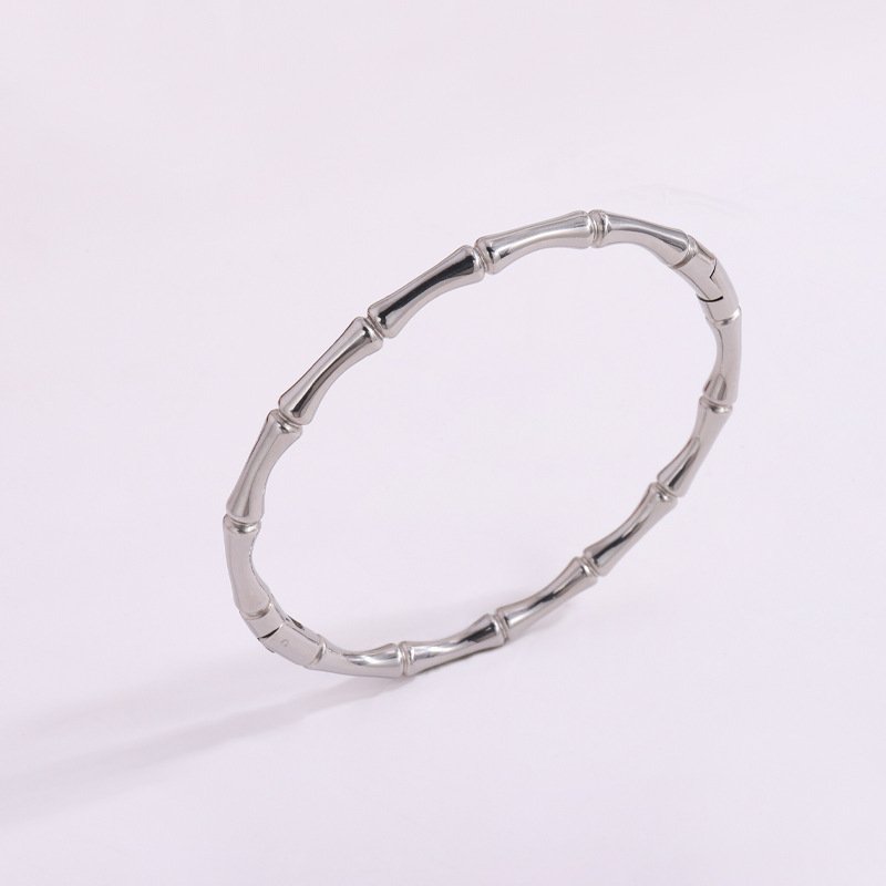 Waterproof Tarnish Free Accessories Femme Gold Bamboo Round Beads Stainless Steel Bracelet Gold Bangle Fashion Bracelets Bangles