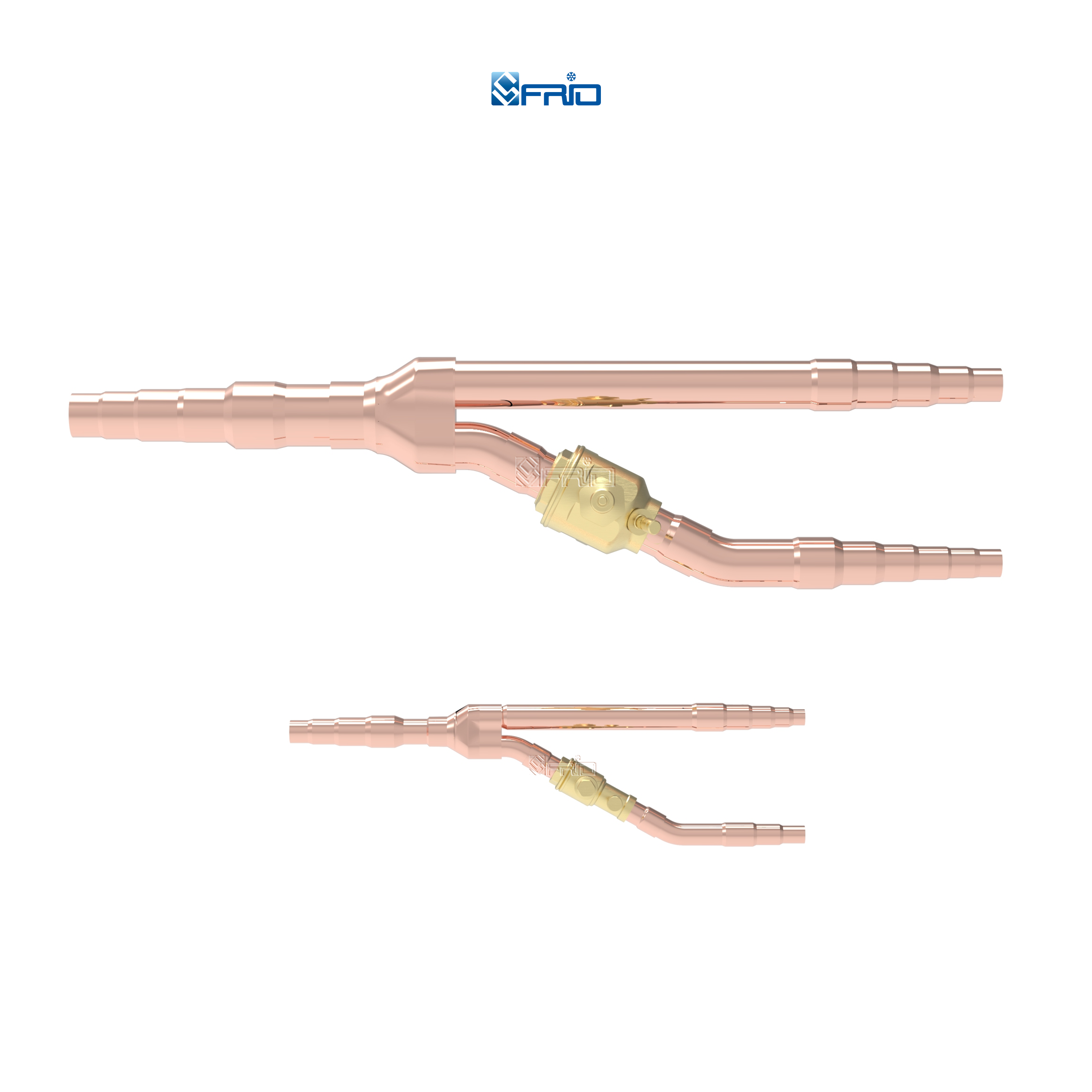 Customized Branch Pipe VRV Refnet Copper Fitting Y Joints with Ball Valve