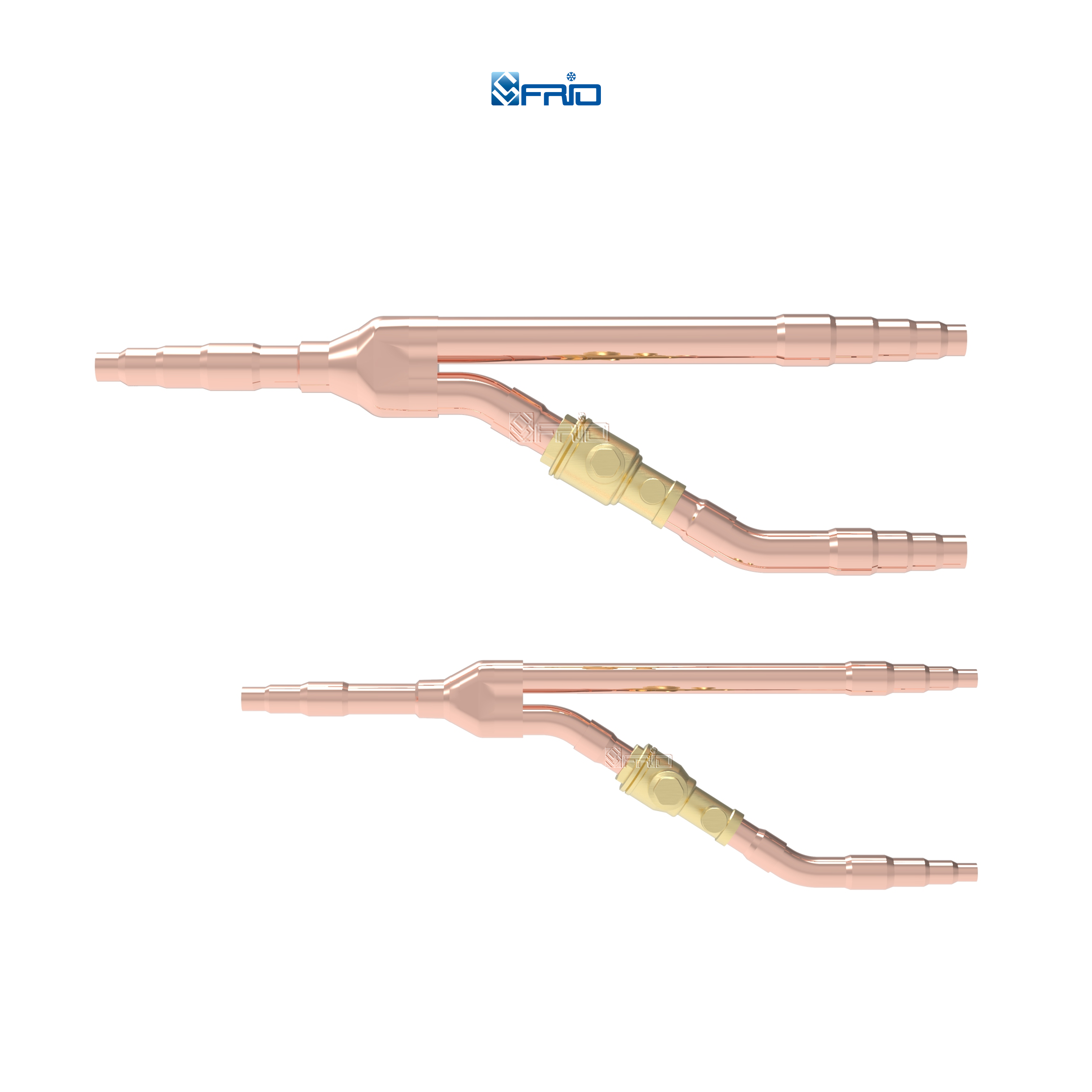 Customized Branch Pipe VRV Refnet Copper Fitting Y Joints with Ball Valve