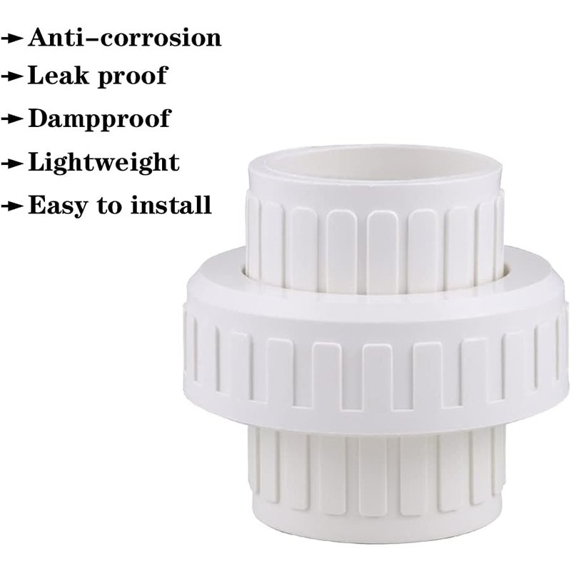 1-1/4" PVC Union Coupling Pipe Fitting 1.25 Inch PVC Adapter Schedule 40 EPDM O-Ring White Dismantling Joint