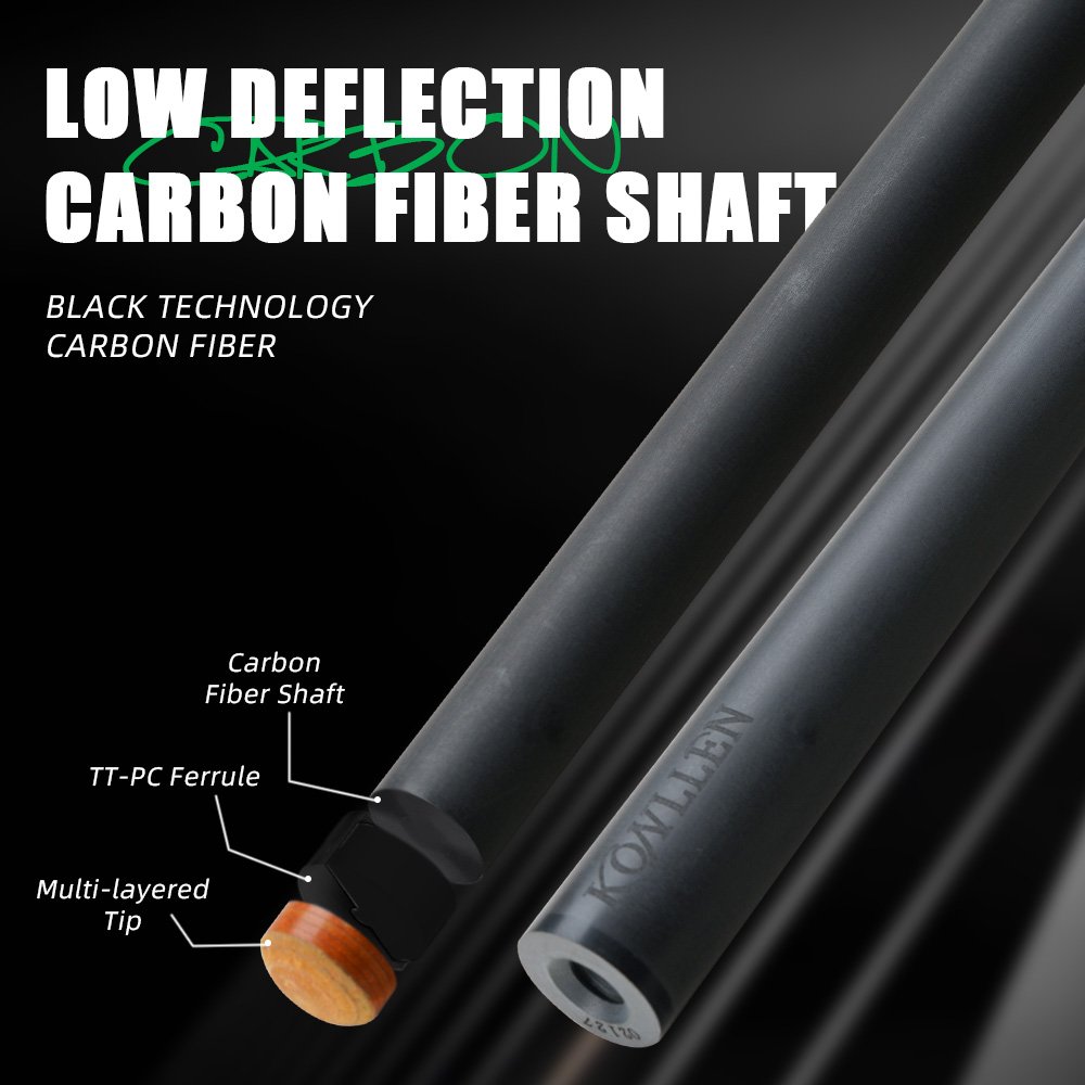 Konllen Billiard Amg Carbon Fiber Billiard Cue 12.5 mm Tip 3*8/8 Joint Pin Professional Cone Low Bias