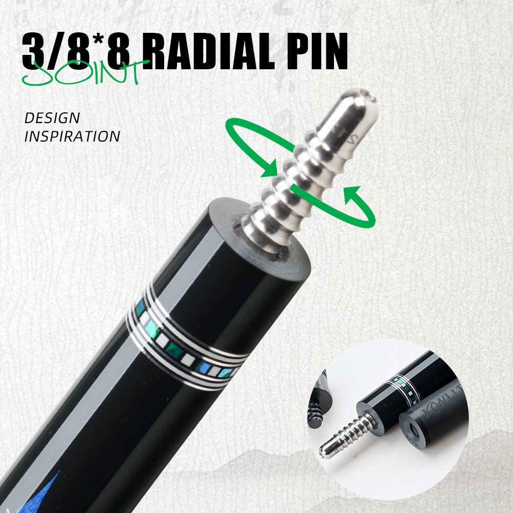 Konllen Billiard Amg Carbon Fiber Billiard Cue 12.5 mm Tip 3*8/8 Joint Pin Professional Cone Low Bias