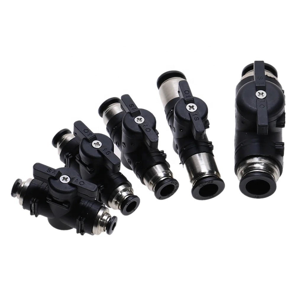 BUC 8mm Pneumatic Mutual Hand Control Switch Valves Plastic Air Hose One Touch Push in Fitting Quick Joint Connector Ball Valve