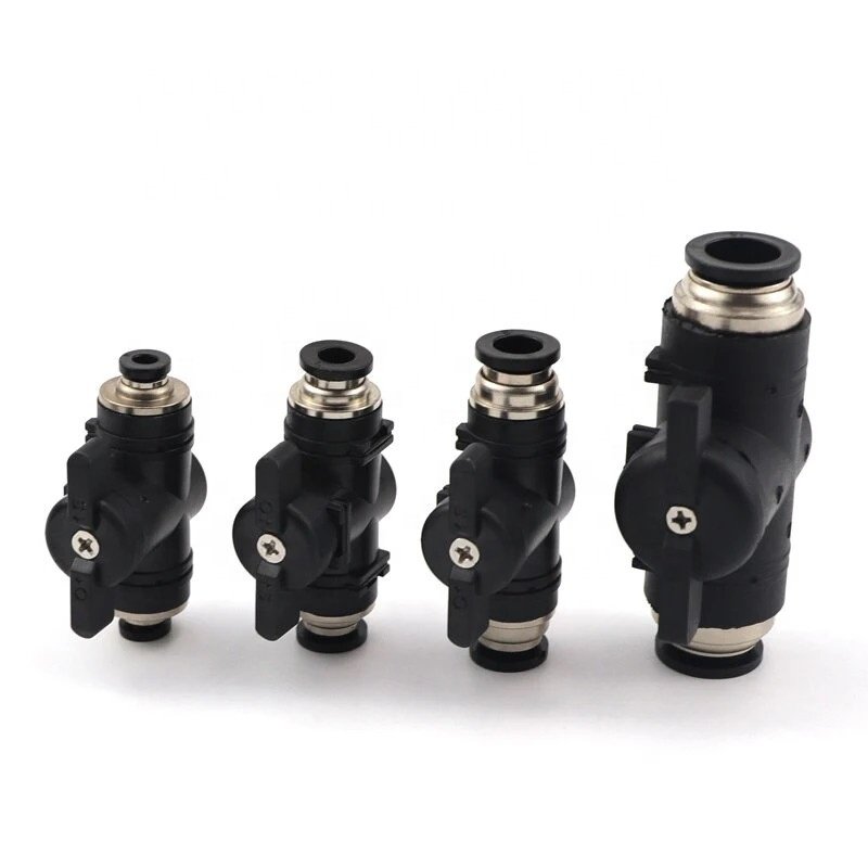BUC 8mm Pneumatic Mutual Hand Control Switch Valves Plastic Air Hose One Touch Push in Fitting Quick Joint Connector Ball Valve