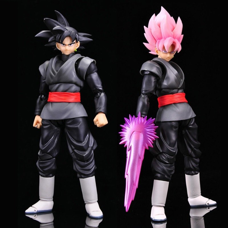 QH Cross-border Hot Selling Dragon-Balls SHF Black Goku Saiyan Zamas Pink Joint Hands-on Doll Model Ornament