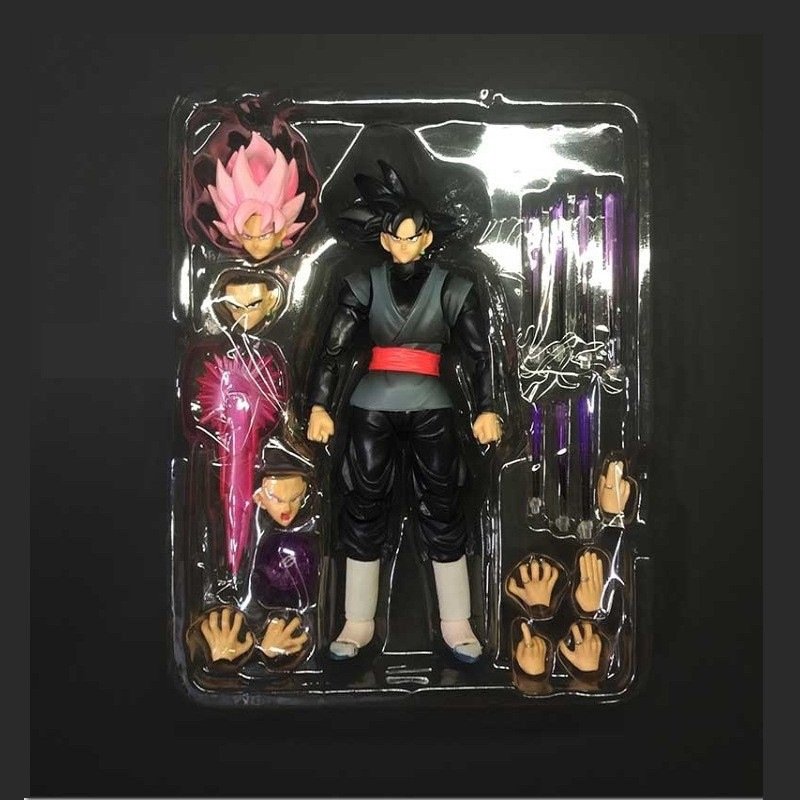 QH Cross-border Hot Selling Dragon-Balls SHF Black Goku Saiyan Zamas Pink Joint Hands-on Doll Model Ornament