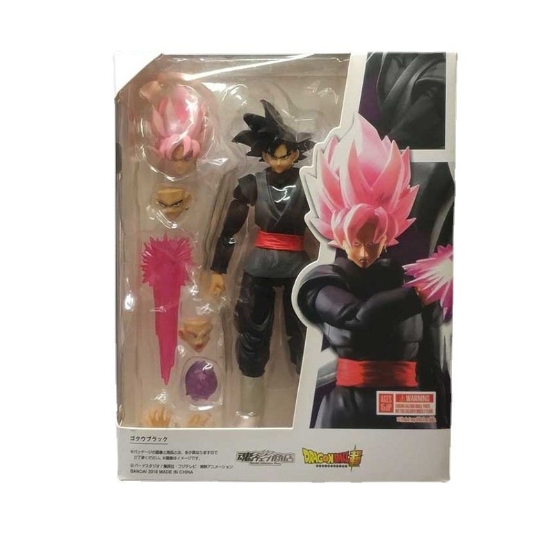 QH Cross-border Hot Selling Dragon-Balls SHF Black Goku Saiyan Zamas Pink Joint Hands-on Doll Model Ornament
