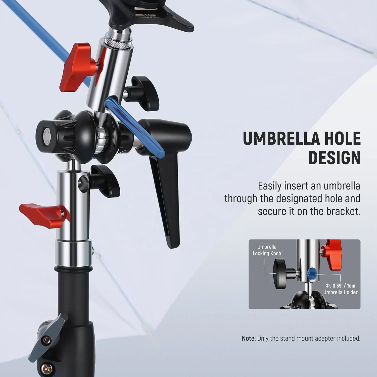 Focus Heavy Duty Light Stand Head Adapter Double Ball Joint Adapter C With Dual 5/8in (16mm) Receiver Tilting Bracket