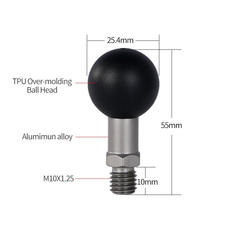 Wholesales Anti-slip TPU Ball Head Joint Ball Head Bolt Double Socket Arm Ball Head Mount Motorcycle Adapter Mount