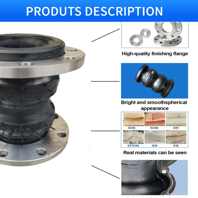 Corrosion Resistant Rubber Expansion Joint Flexible Rubber Stainless Steel Flange Double Ball Rubber Flexible Joints