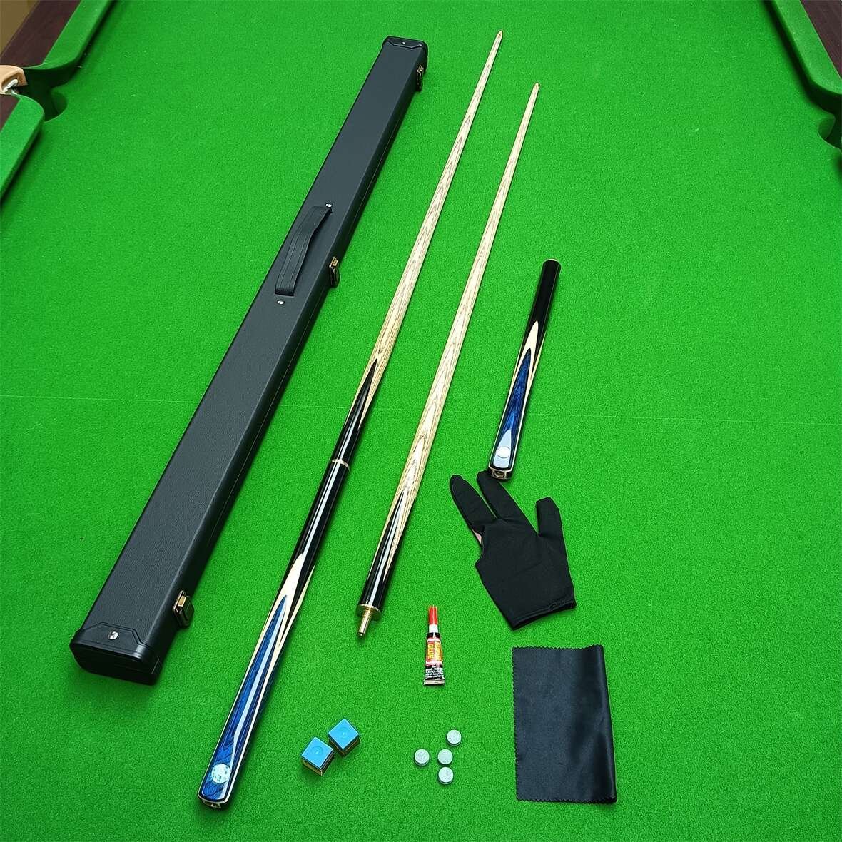 High Quality Straight 10mm Tip Billiard Cue Stick Grey Blue Green Ash Wood Snooker Cue 3/4