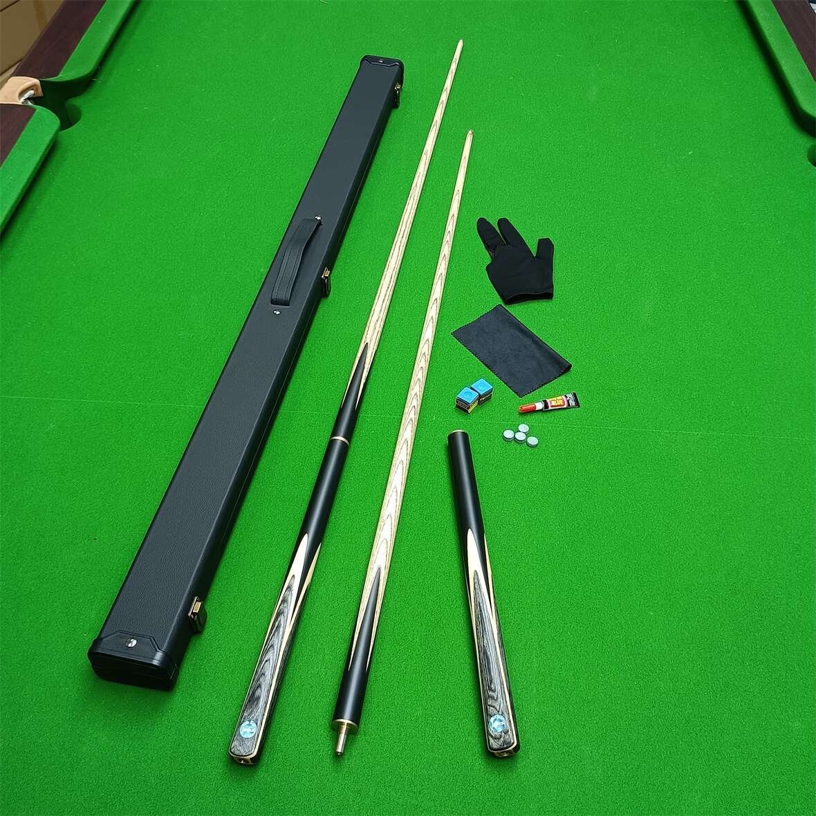 High Quality Straight 10mm Tip Billiard Cue Stick Grey Blue Green Ash Wood Snooker Cue 3/4