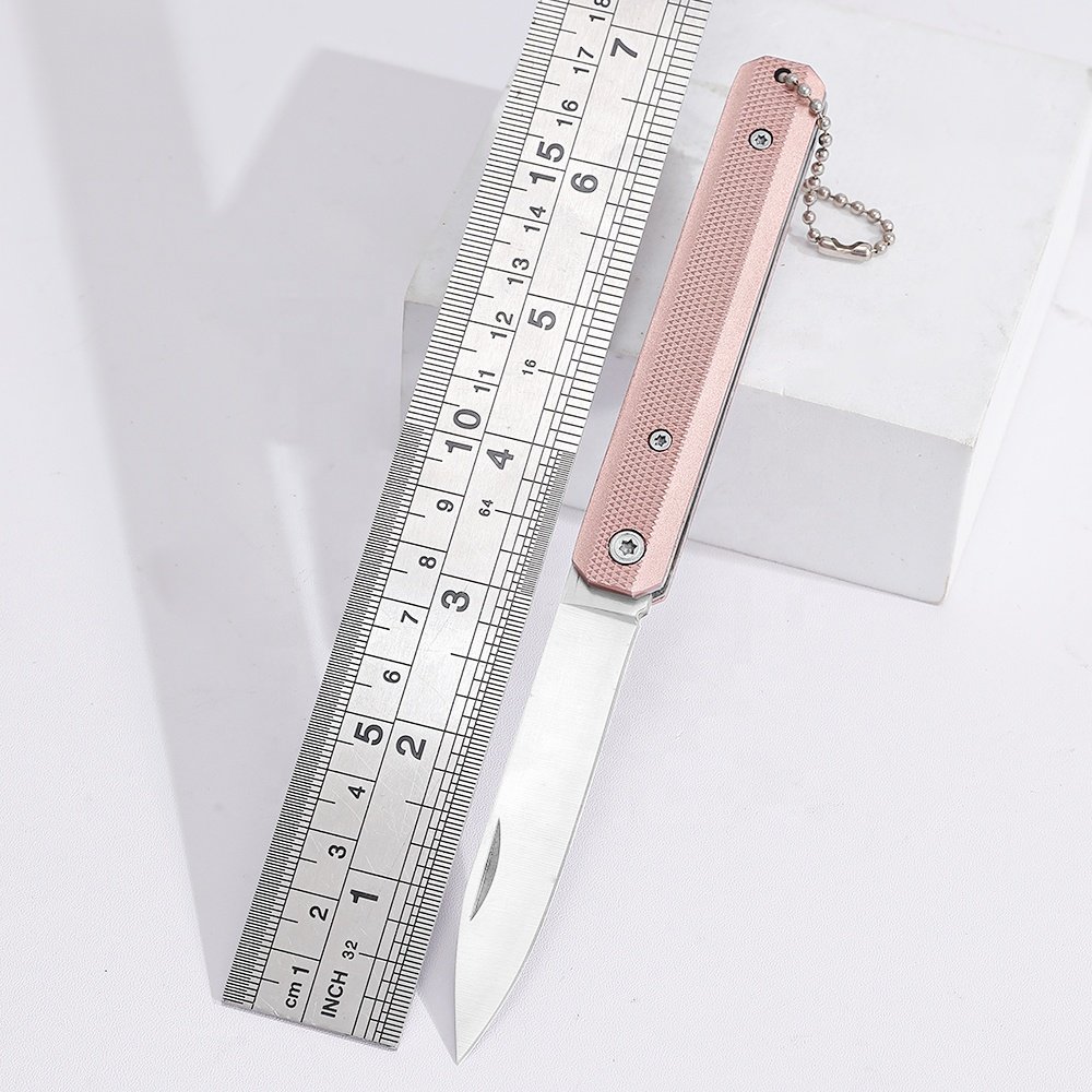 Stainless Steel Pen Blade Nail Notch Open Anti Slip Aluminium Handle Slip Joint Pocket Knife with Ball Chain