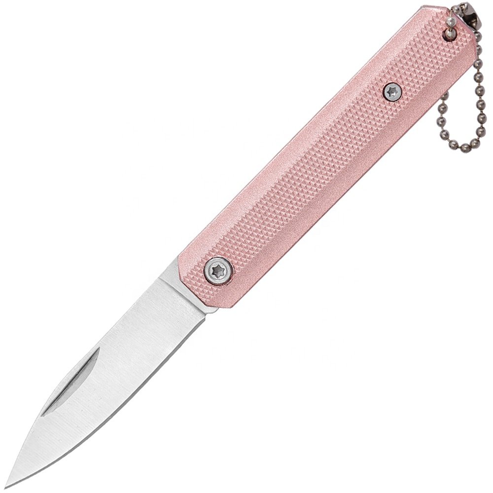 Stainless Steel Pen Blade Nail Notch Open Anti Slip Aluminium Handle Slip Joint Pocket Knife with Ball Chain