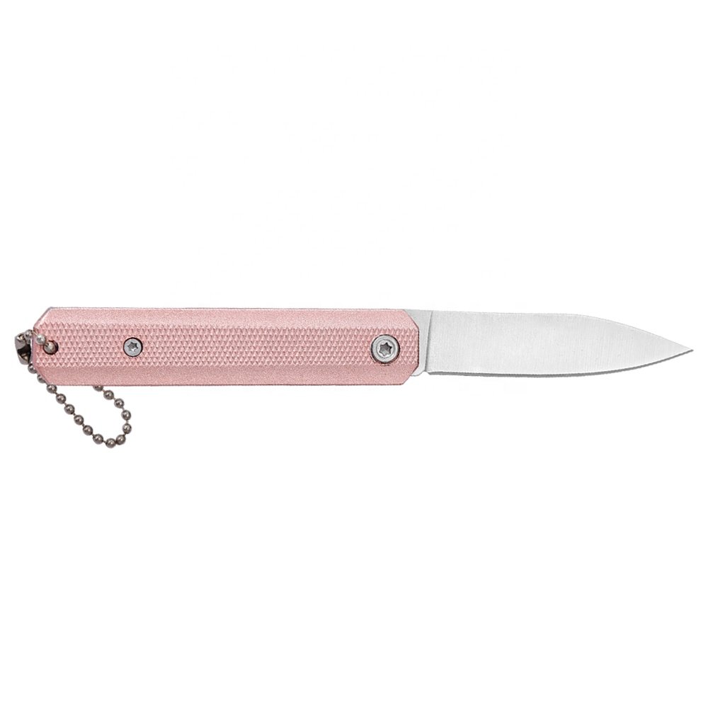 Stainless Steel Pen Blade Nail Notch Open Anti Slip Aluminium Handle Slip Joint Pocket Knife with Ball Chain