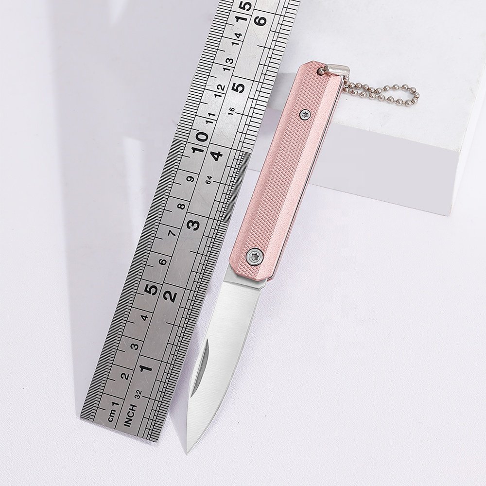 Stainless Steel Pen Blade Nail Notch Open Anti Slip Aluminium Handle Slip Joint Pocket Knife with Ball Chain