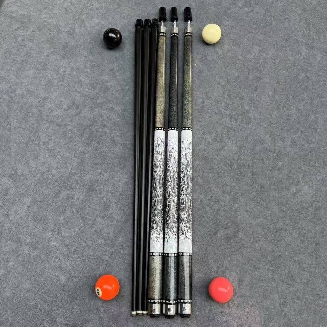 13mm Carbon Fiber Pool Cue with Maple Butt Sleeve Snooker Billiards Leather Grip Extension and 12.5mm Tip