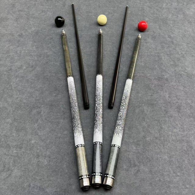 13mm Carbon Fiber Pool Cue with Maple Butt Sleeve Snooker Billiards Leather Grip Extension and 12.5mm Tip