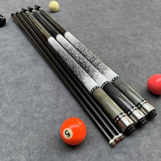 13mm Carbon Fiber Pool Cue with Maple Butt Sleeve Snooker Billiards Leather Grip Extension and 12.5mm Tip