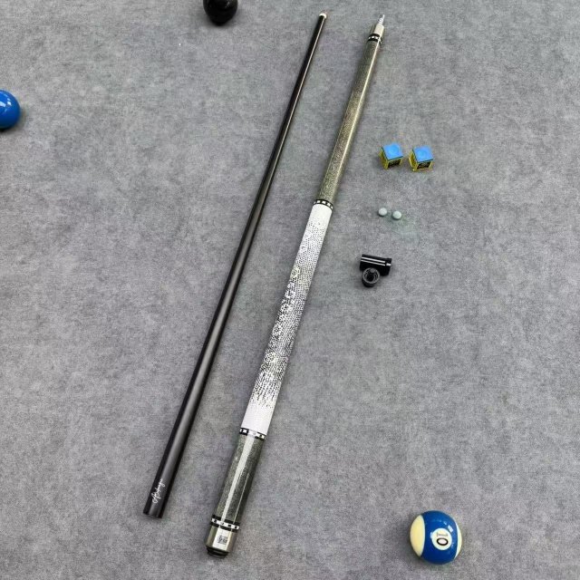 13mm Carbon Fiber Pool Cue with Maple Butt Sleeve Snooker Billiards Leather Grip Extension and 12.5mm Tip