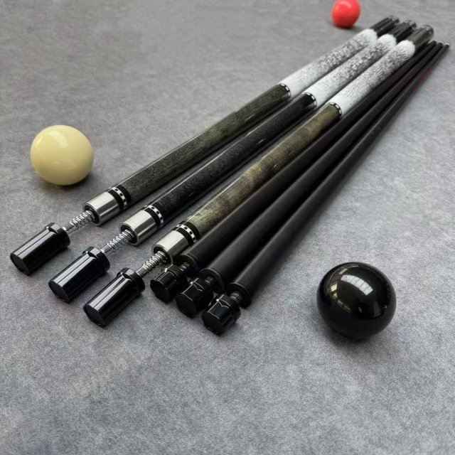 13mm Carbon Fiber Pool Cue with Maple Butt Sleeve Snooker Billiards Leather Grip Extension and 12.5mm Tip
