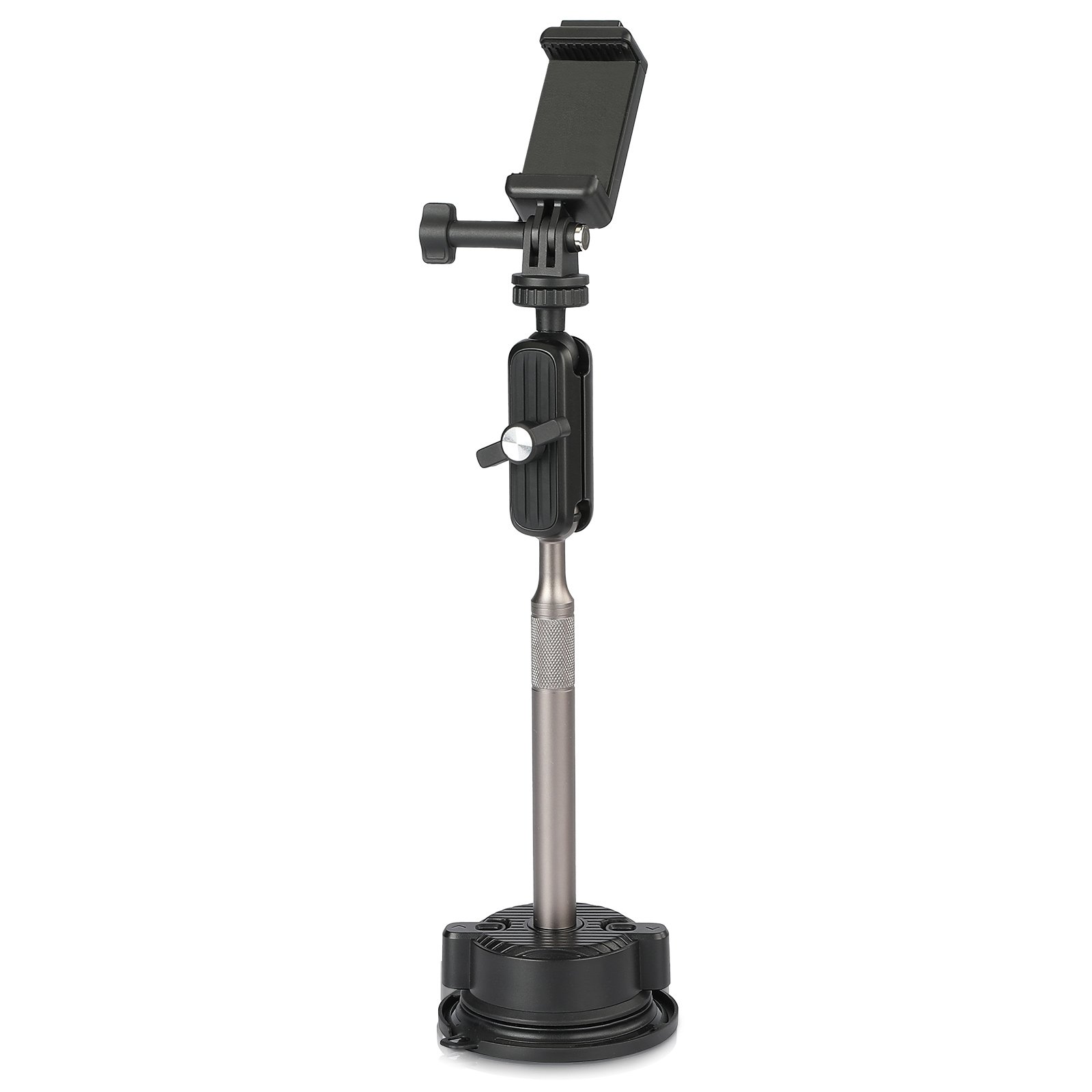 Aluminum Alloy Double Socket Arm with Flexible Ball Head 1/4\" Screw Adapter Car Mount for GoPro D-JI Action Cameras