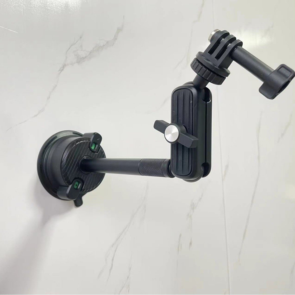 Aluminum Alloy Double Socket Arm with Flexible Ball Head 1/4\" Screw Adapter Car Mount for GoPro D-JI Action Cameras