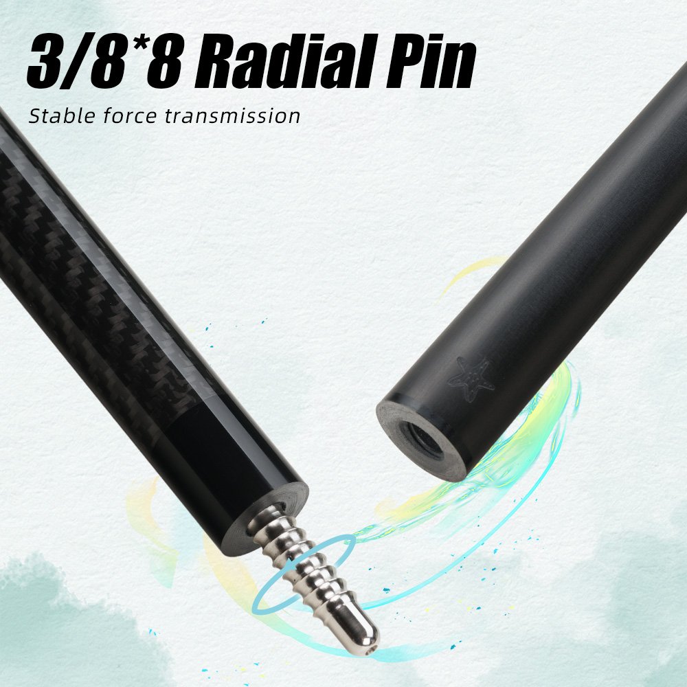 CRICAL CL-01 Carbon Fiber Pool Cue Stick Black Technology Low Deflection 12.4mm Tip 3 * 8/8 Joint Pin Professional 1/2 Billiard
