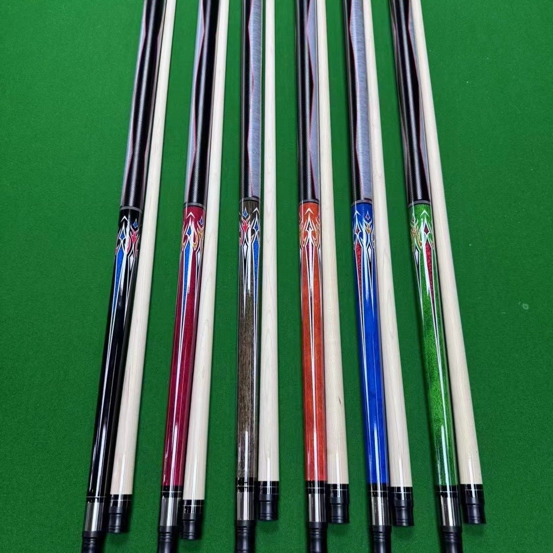 2025 New Fancy Nine-Ball Black Eight Billiard Club Big Head Split Chinese Club with Maple Butt Sleeve and Steel Joint for Pool