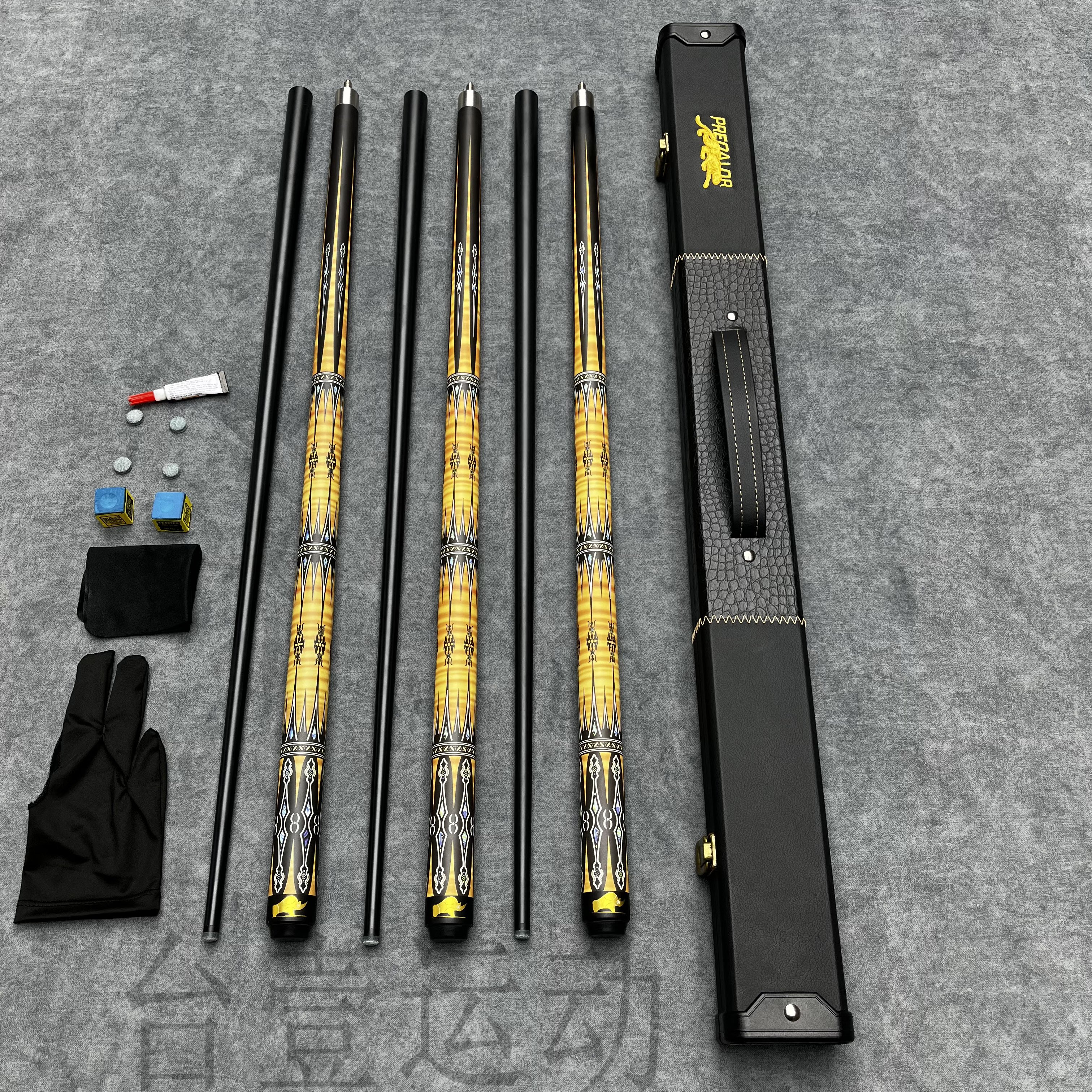 Wholesale Black Technology 1/2 Split 9.8Mm Glass Fiber Pool Cue Stick Billiard Set With Gift Accessories