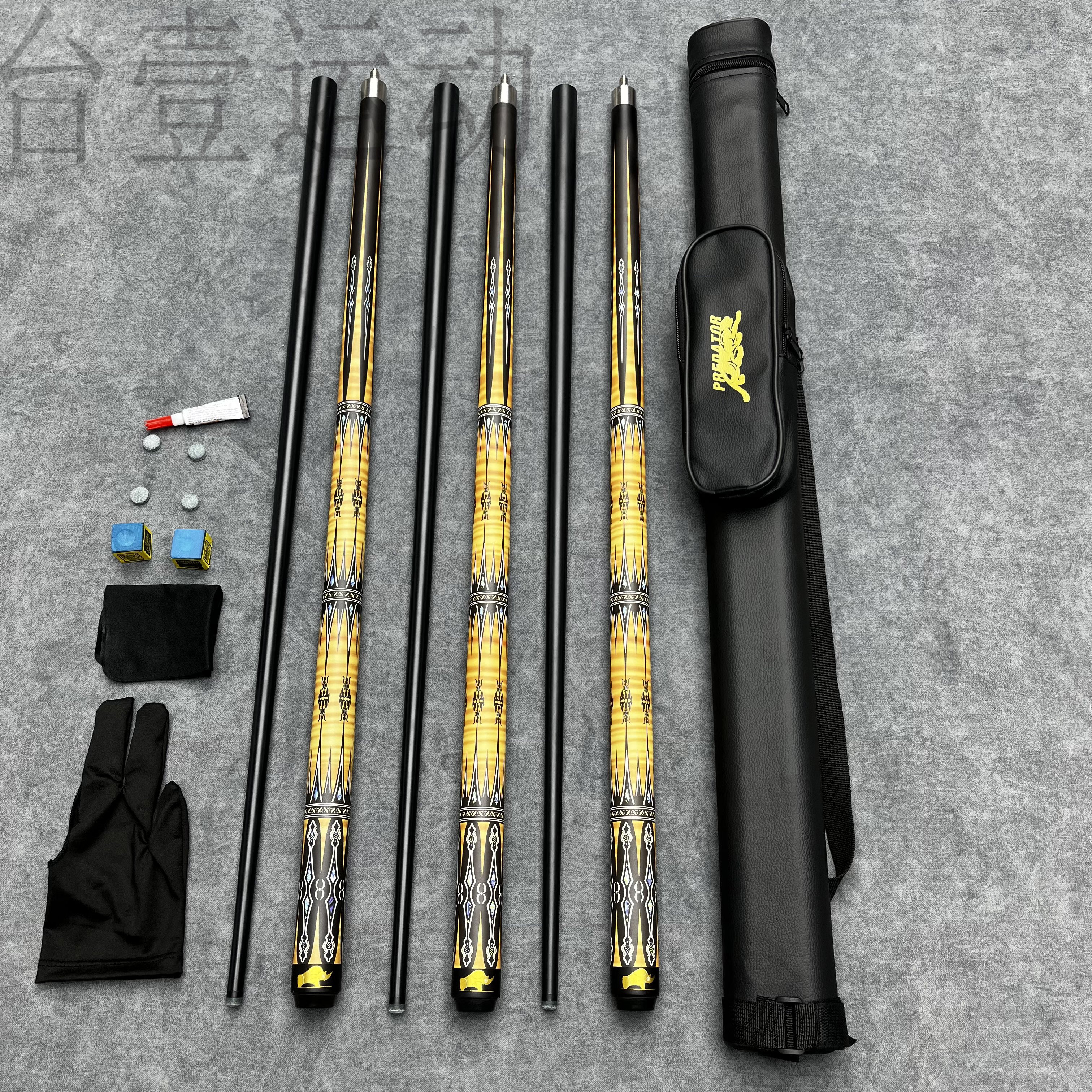 Wholesale Black Technology 1/2 Split 9.8Mm Glass Fiber Pool Cue Stick Billiard Set With Gift Accessories