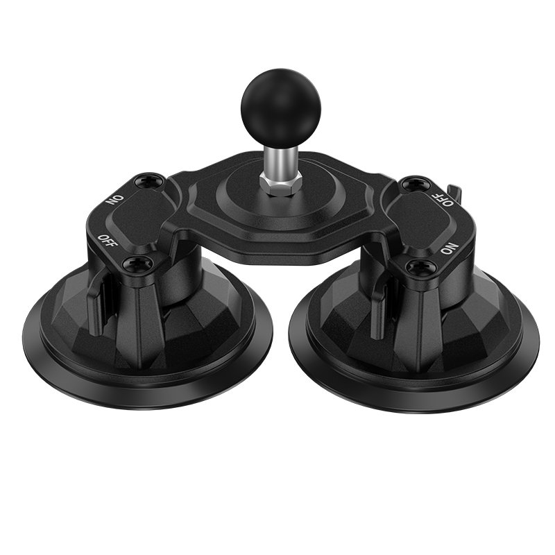 Twist Lock Heavy Duty Double Suction Cup Mount Universal Dual Suction Car Mount Holder with 1 Inch Rubber Ball Head
