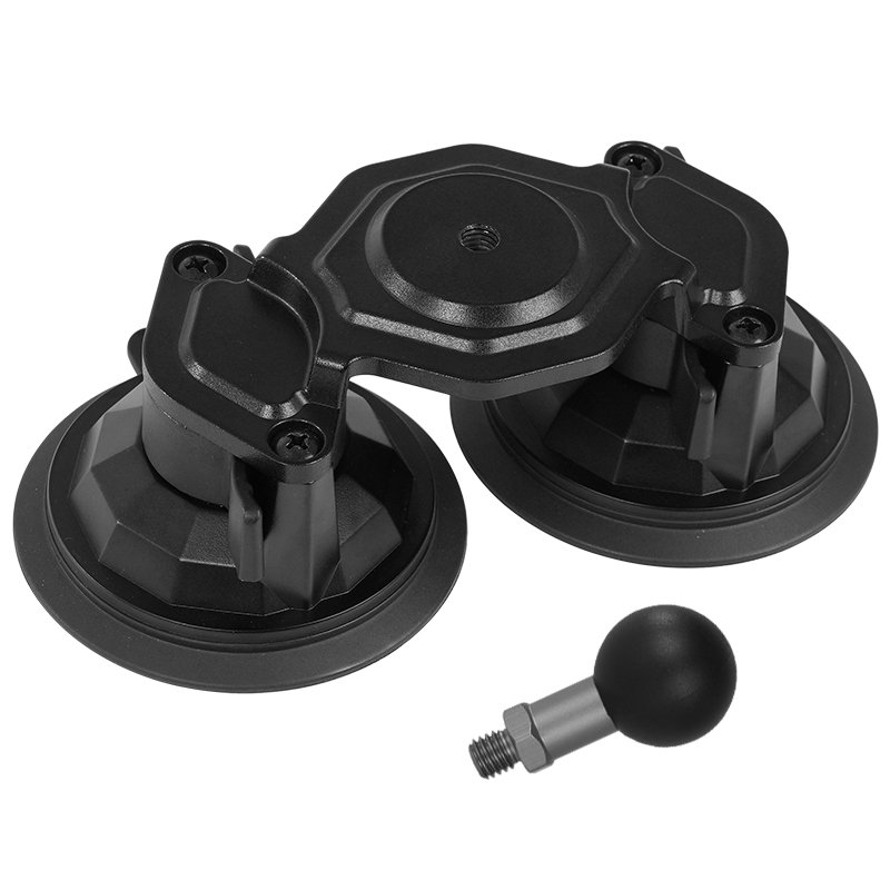 Twist Lock Heavy Duty Double Suction Cup Mount Universal Dual Suction Car Mount Holder with 1 Inch Rubber Ball Head