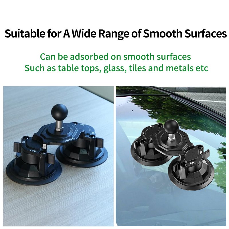 Twist Lock Heavy Duty Double Suction Cup Mount Universal Dual Suction Car Mount Holder with 1 Inch Rubber Ball Head