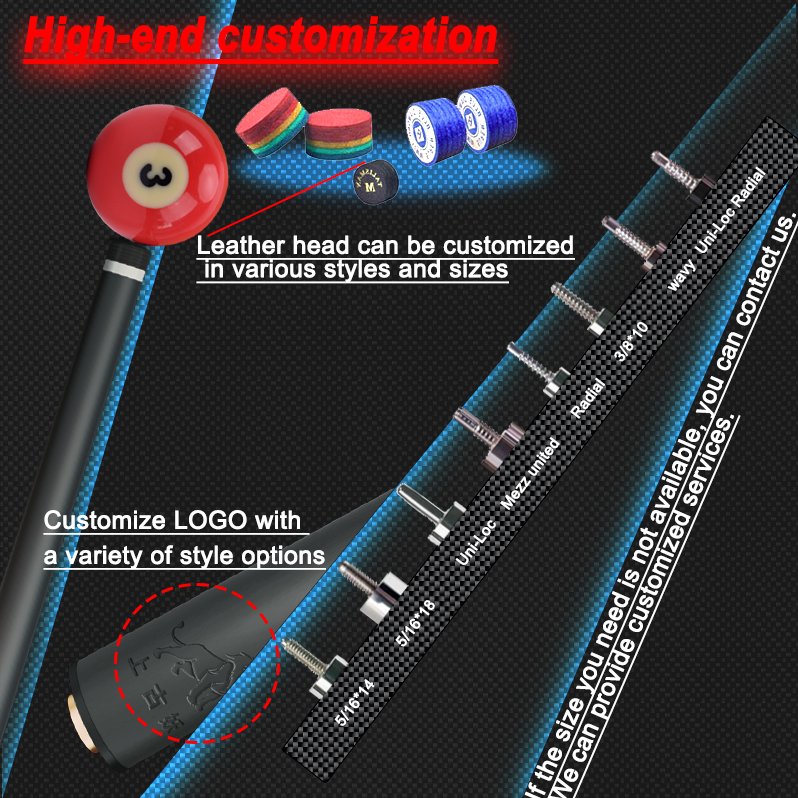 Good Straightness Carbon Fiber Pool Cue Carbon Shaft Revo Cue Carbon Fiber Pool Cue Shaft