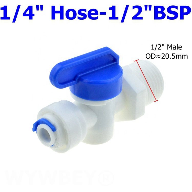 RO Water Filter Straight 1/4" 3/8" OD Hose 1/4"BSP 1/2" Male Thread Quick Connect Fittings Plastic Ball Valvula De Retencion