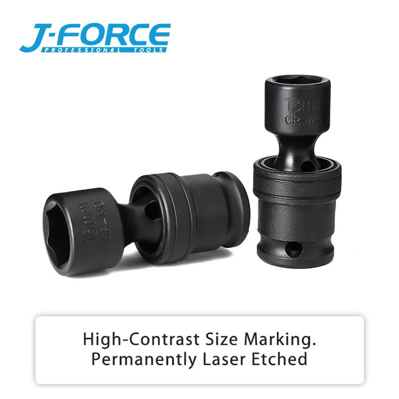 15 Pieces Impact Socket Ball Head CR-MO 360 Degree Square Hexagonal Handle to Square Auto Repair Universal Joints Socket Set