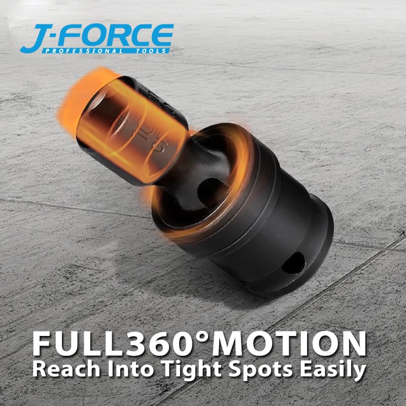 15 Pieces Impact Socket Ball Head CR-MO 360 Degree Square Hexagonal Handle to Square Auto Repair Universal Joints Socket Set
